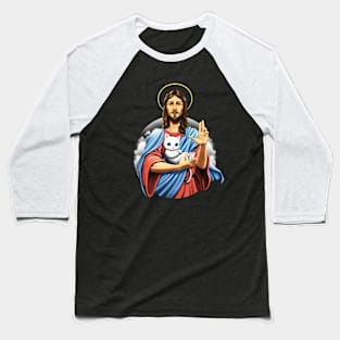 Jesus Cat Baseball T-Shirt